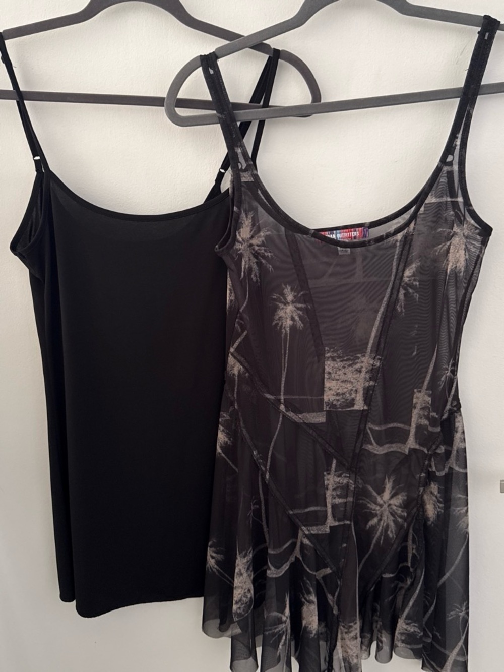 Black mesh dress with white palm tree print #mesh #tropical
